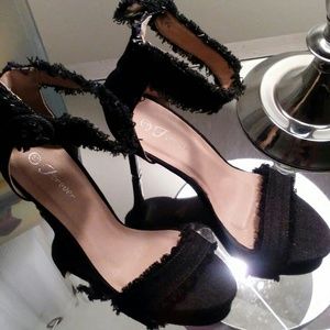 NWT Black Denim Distressed Sandals